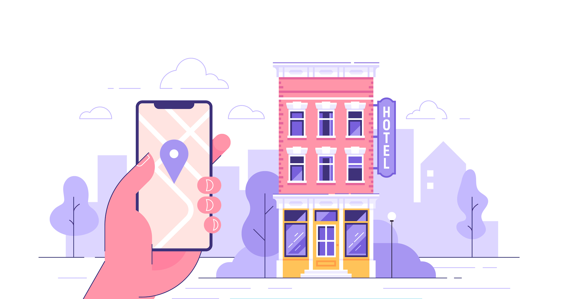 Design,Concept,Of,Hotel,Search,And,Booking,Online.,Hotel,Building